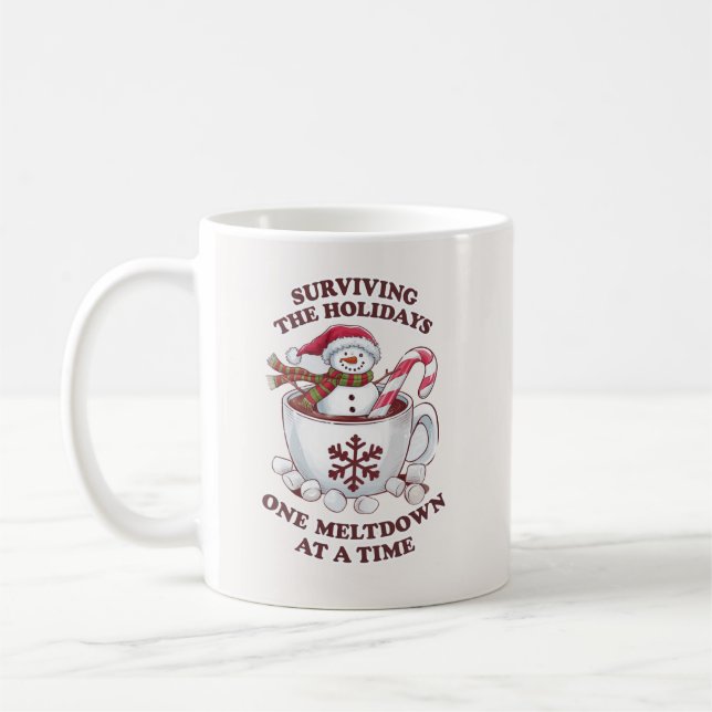 Funny Snowman Christmas Holidays  Coffee Mug (Left)