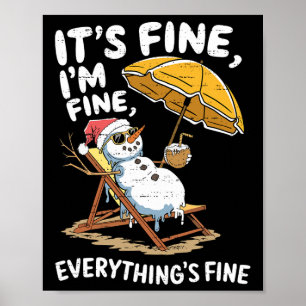 Funny Snowman Christmas In July Xmas Summer Christ Poster