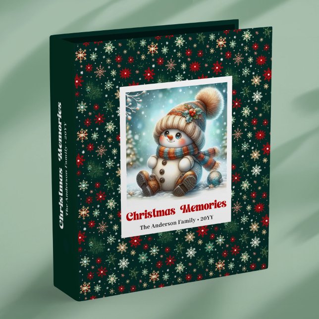 Funny snowman Christmas memory album kids style 3 Ring Binder (Funny snowman Christmas memory album kids watercolor

)