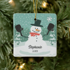Funny Snowman Custom Pickleball Christmas Ornament at Zazzle