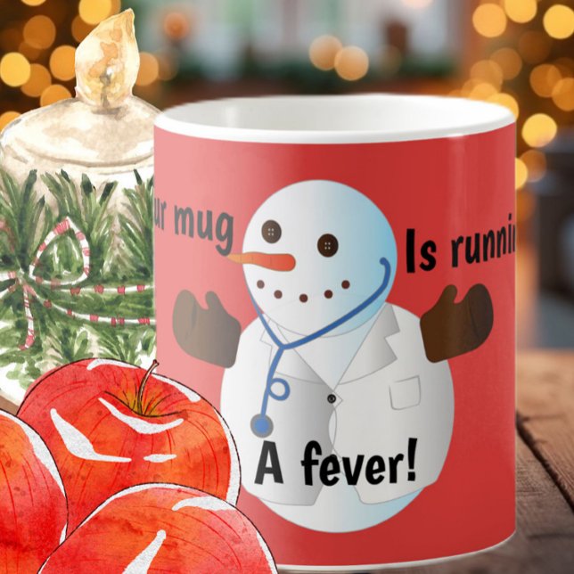 Funny snowman doctor cute winter cocoa fever coffee mug (Creator Uploaded)