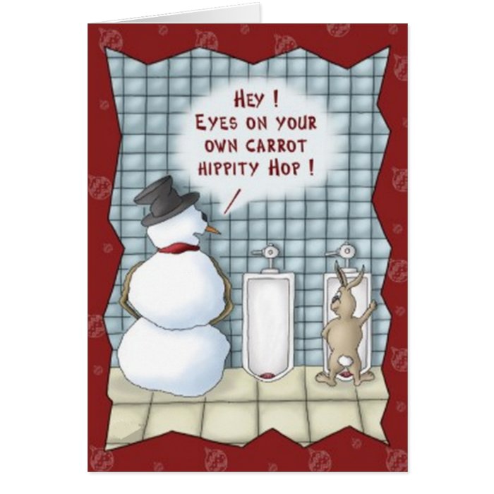 Funny Snowman Easter Bunny Christmas Card