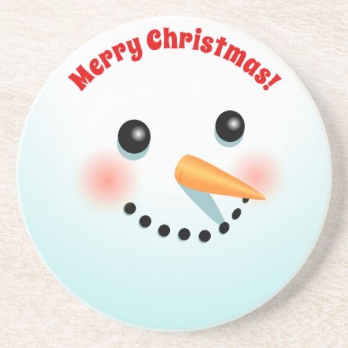 Funny Snowman Face Coaster