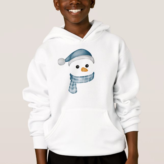 Funny Snowman Face happy Merry christmas Family Hoodie (Front)