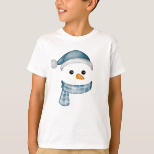Funny Snowman Face happy Merry christmas Family T-Shirt