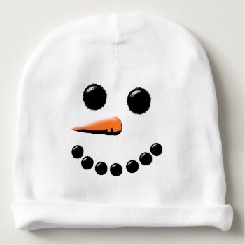 Funny Snowman Face Holiday Baby Hat by macdesigns1 at Zazzle
