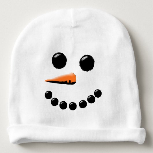 Funny Snowman Face Holiday Baby Hat (Front)