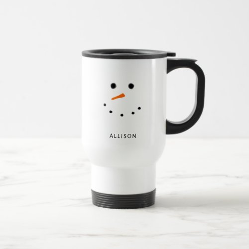 Funny Snowman Face Personalized Travel Mug