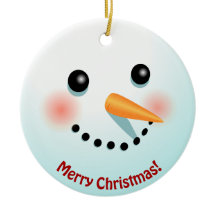 Funny Snowman Face With Carrot Nose Cartoon