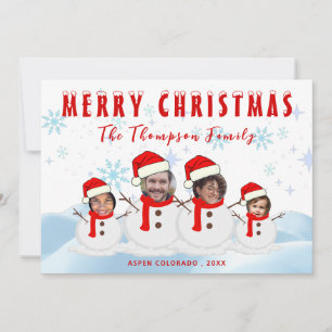Funny Snowman Family Merry Christmas Photo Holiday Card
