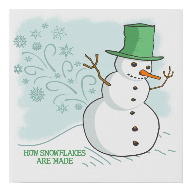 Funny Snowman Farts Snowflakes Faux Canvas Print (Front)