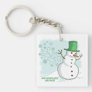 Funny Snowman Farts Snowflakes Keychain