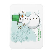 Funny Snowman Farts Snowflakes Magnet (Vertical)
