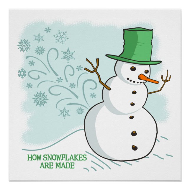Funny Snowman Farts Snowflakes Poster (Front)