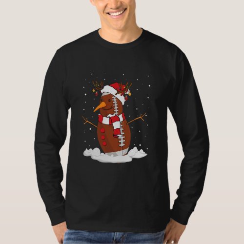 Funny Snowman Football Christmas Pajama Santa T_Shirt
