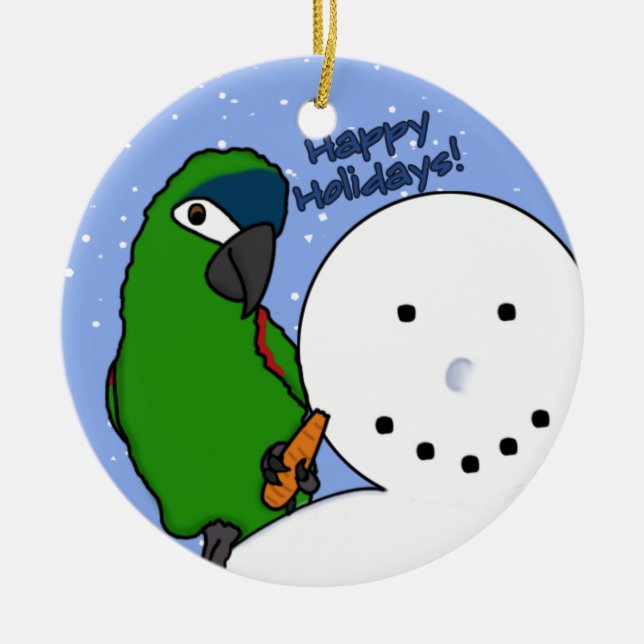 Funny Snowman Hahn's Macaw Ornament (Front)