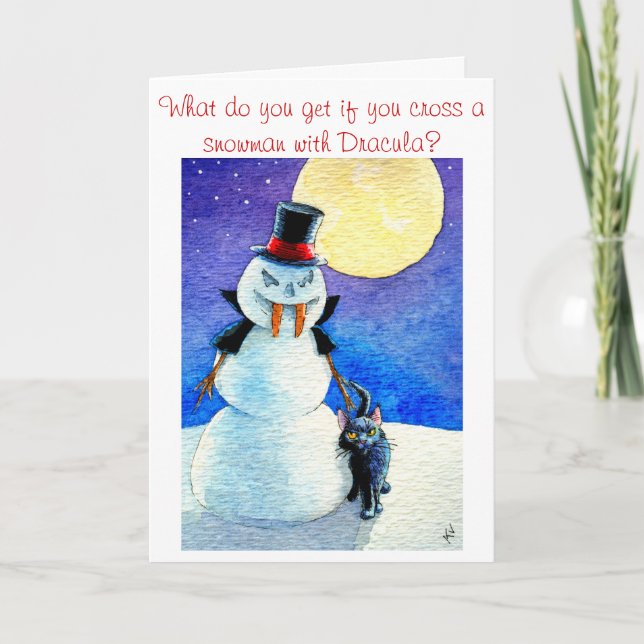 Funny Snowman Halloween Christmas winter card (Front)