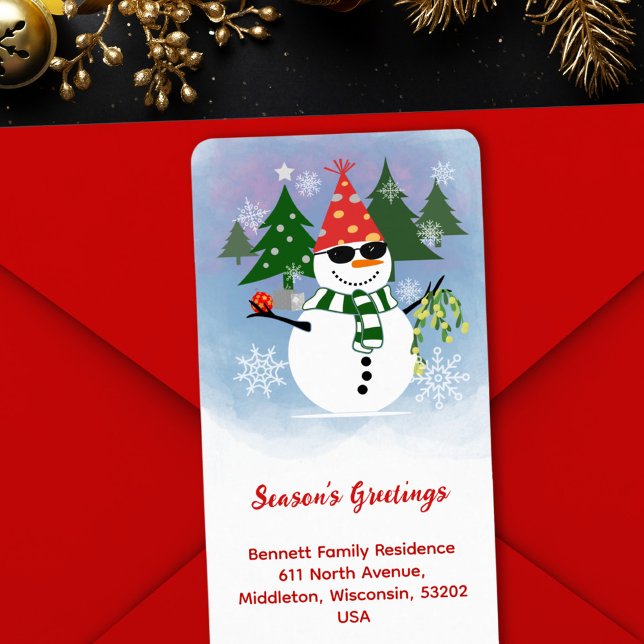 Funny Snowman Holiday Return Address Label (Creator Uploaded)
