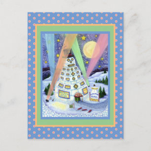 FUNNY SNOWMAN HOTEL, NORTHERN LIGHTS And PENGUINS Postcard