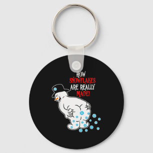 Funny Snowman How Snowflake Are Really Made Christ Keychain