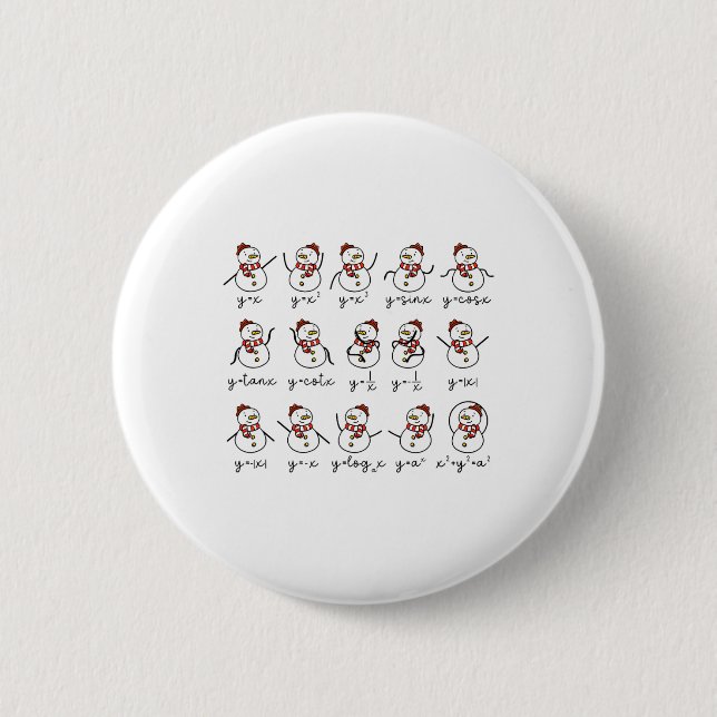 Funny Snowman Math Teacher Christmas  Button (Front)