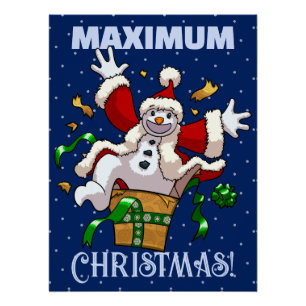 Funny Snowman Maximum Christmas Surprise Cartoon Poster