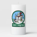Funny Snowman Merry Christmas! Skiing Cartoon