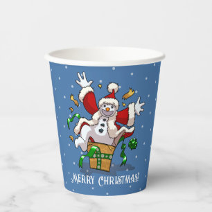 Funny Snowman Merry Christmas Surprise Cartoon Paper Cups