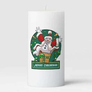 Funny Snowman Merry Christmas Surprise Cartoon Pillar Candle