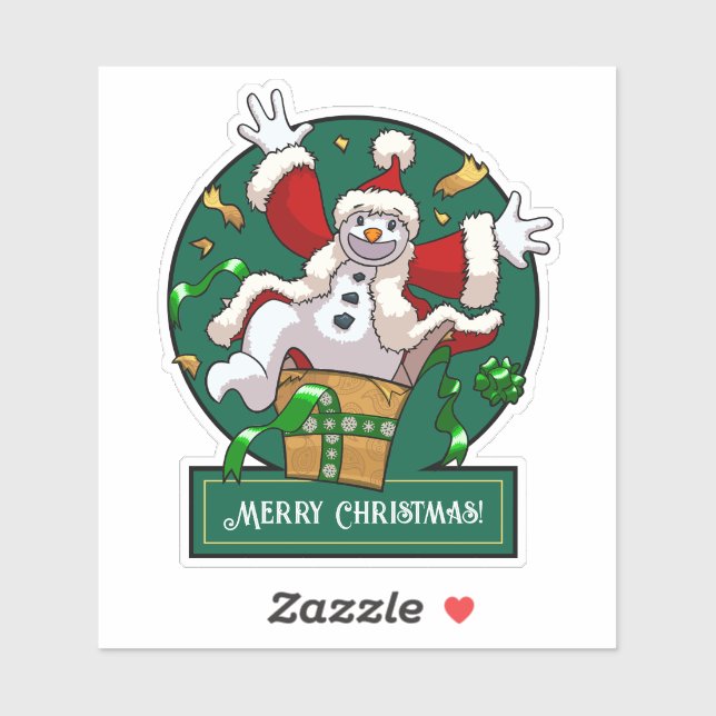 Funny Snowman Merry Christmas Surprise Cartoon Sticker (Sheet)