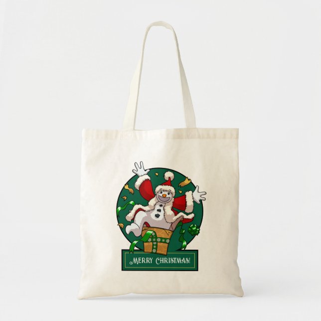 Funny Snowman Merry Christmas Surprise Cartoon Tote Bag (Front)