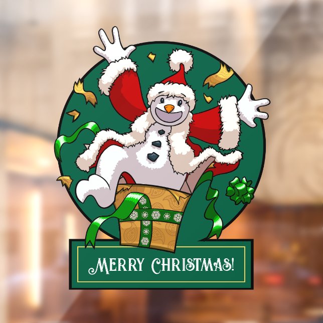 Funny Snowman Merry Christmas Surprise Cartoon Window Cling (Sheet 2)