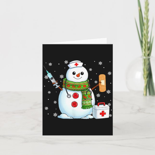 Funny Snowman Nurse Pjs Pajamas Christmas Xmas Wom Card (Front)