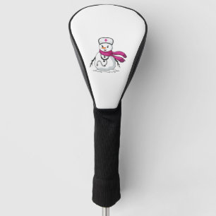 Funny snowman nurse with stethoscope golf head cover