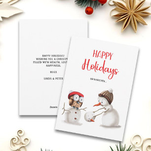 Funny Snowman Owl Happy Holidays Holiday Card