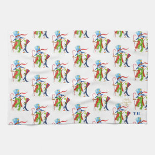 Funny Snowman Penguin Gold Glitter Merry Christmas Kitchen Towel