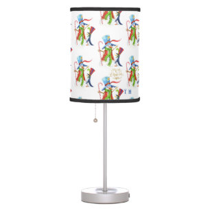 Funny Snowman Penguin Gold Glitter Merry Christmas Table Lamp