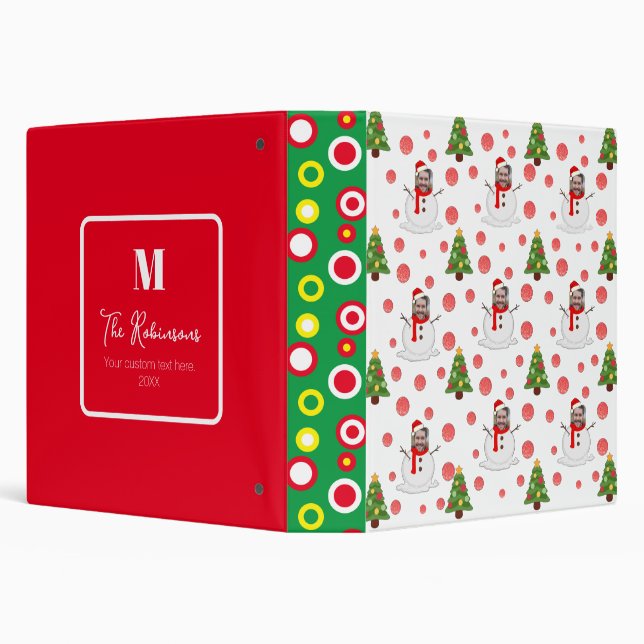 Funny Snowman Photo Face Personalized 3 Ring Binder (Background)