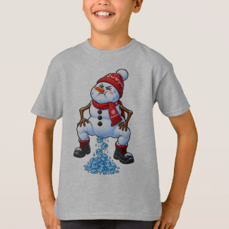 Funny Snowman Pooping Ice Cubes Snow Humor T-Shirt