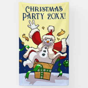 Funny Snowman Santa Christmas Party Add The Year Banner