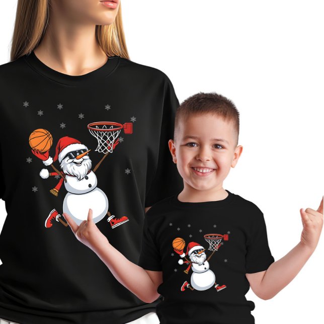 Funny Snowman Santa: Slam Dunk Holidays AI Art T-Shirt (Creator Uploaded)