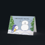 Funny Snowman Scene - Assembly Required Holiday Card<br><div class="desc">A funny snowman scene featuring a snowman who's head has fallen off and lying in the snow. He's in need of a little assistance.</div>
