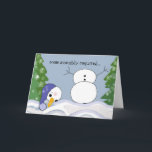Funny Snowman Scene - Assembly Required Holiday Card<br><div class="desc">A funny snowman scene featuring a snowman who's head has fallen off and lying in the snow. He's in need of a little assistance.</div>