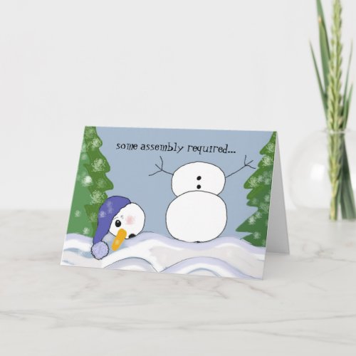 Funny Snowman Scene _ Assembly Required Holiday Card