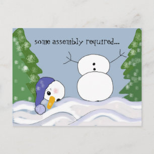 Funny Snowman Scene Holiday Postcard