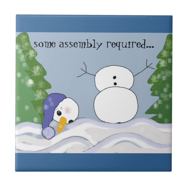 Funny Snowman Scene Tile (Front)