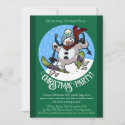 Funny Snowman Skiing Christmas Party Year Cartoon