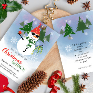 Funny Snowman Snowflake Holiday Party Invitation