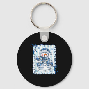 Funny Snowman Snowflake Merry Christmas Xmas Famil Keychain
