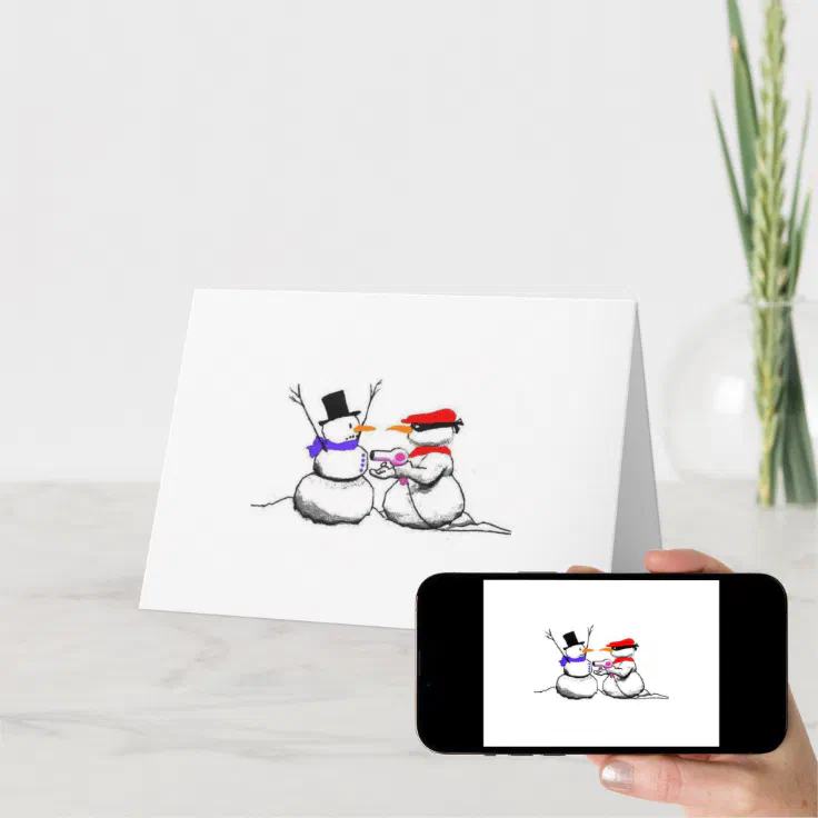 Funny Snowman Stick Up Christmas Card | Zazzle